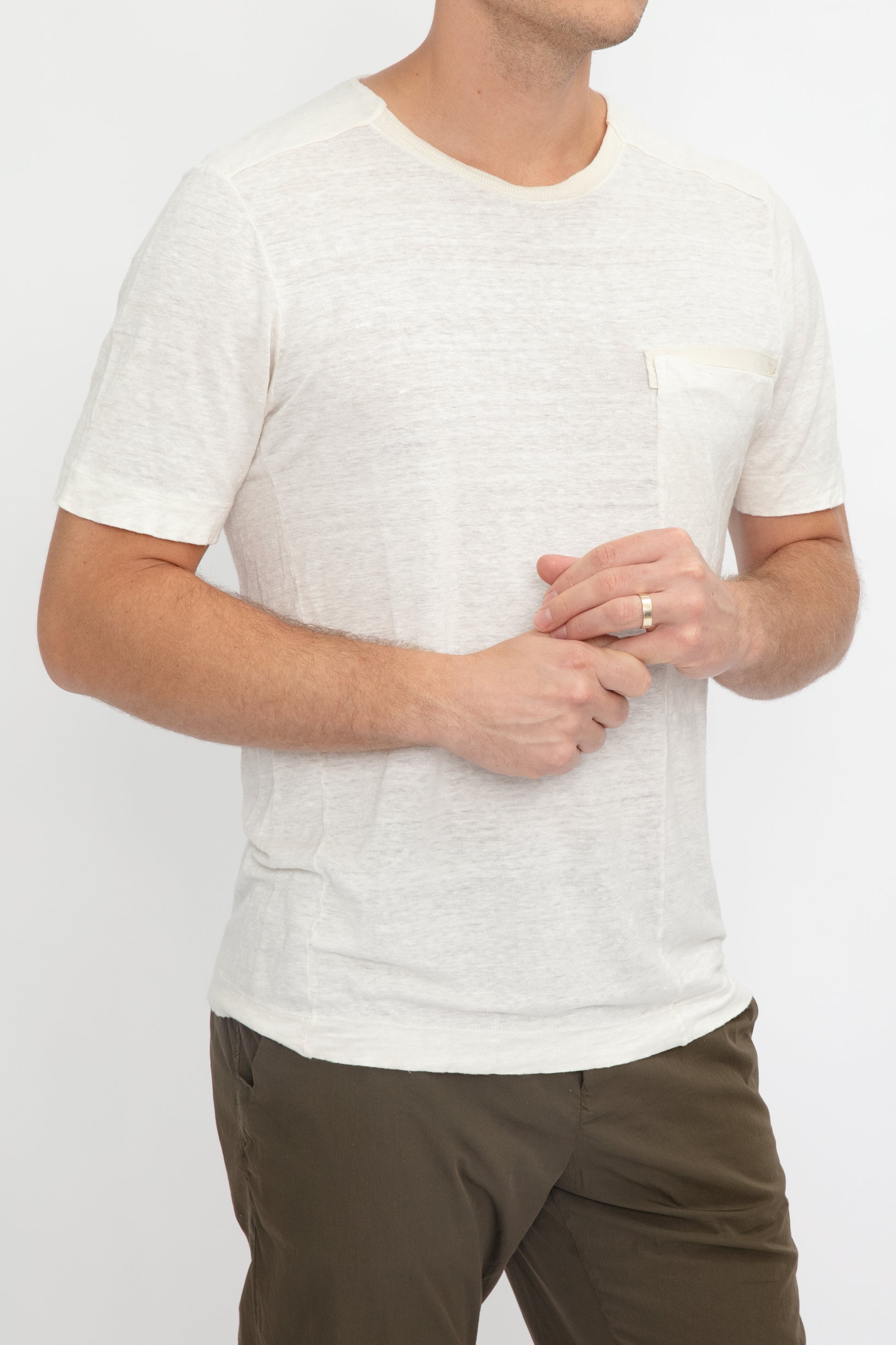 TRANSIT Linen T-Shirt in Ice