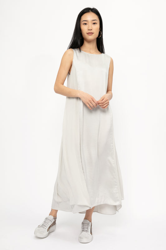 TRANSIT Long Silk Dress in Light Grey