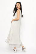 TRANSIT Long Silk Dress in Light Grey