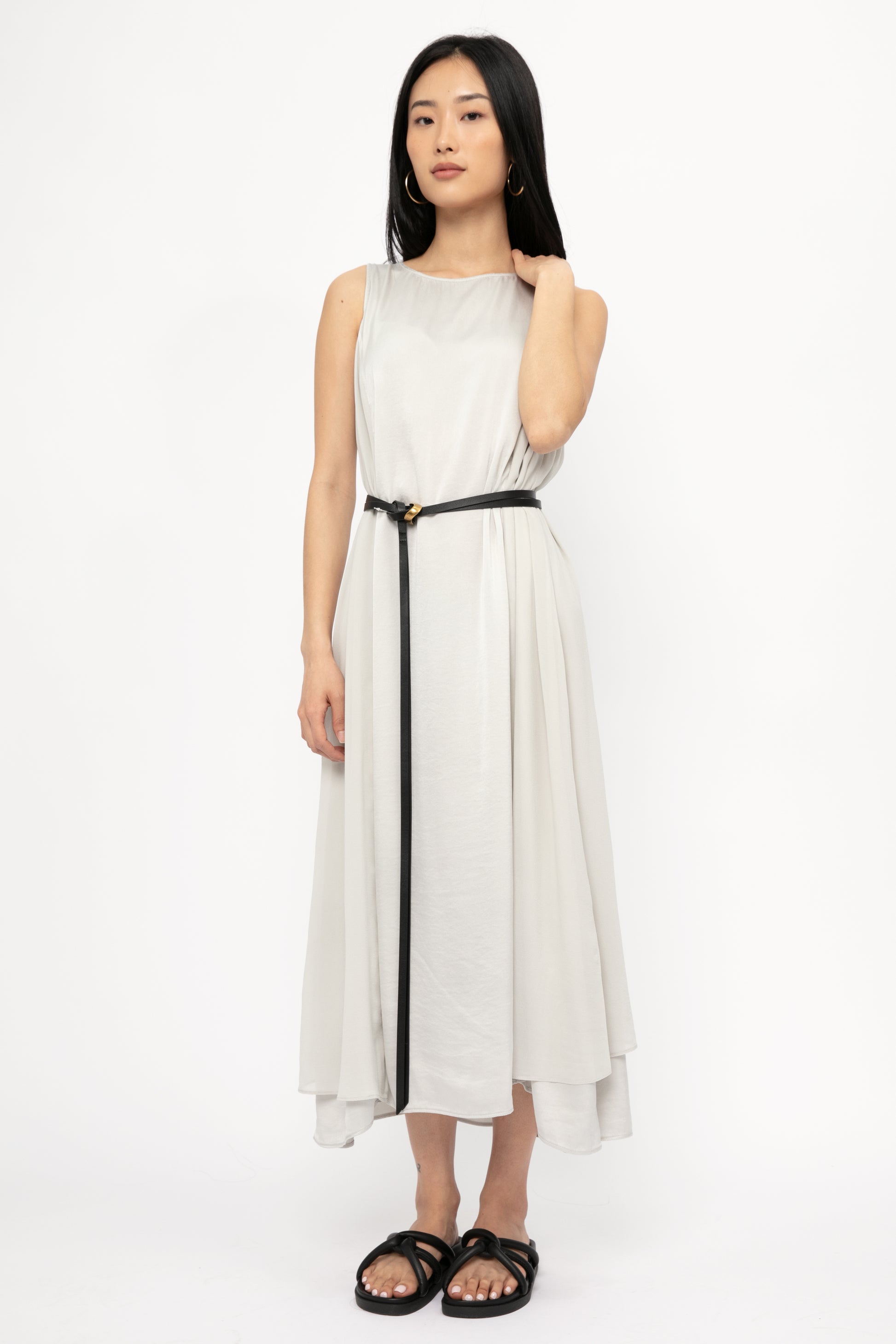 TRANSIT Long Silk Dress in Light Grey