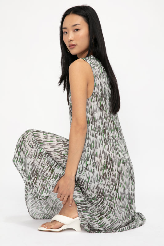 TRANSIT Sleeveless Swing Dress in Grey Multi