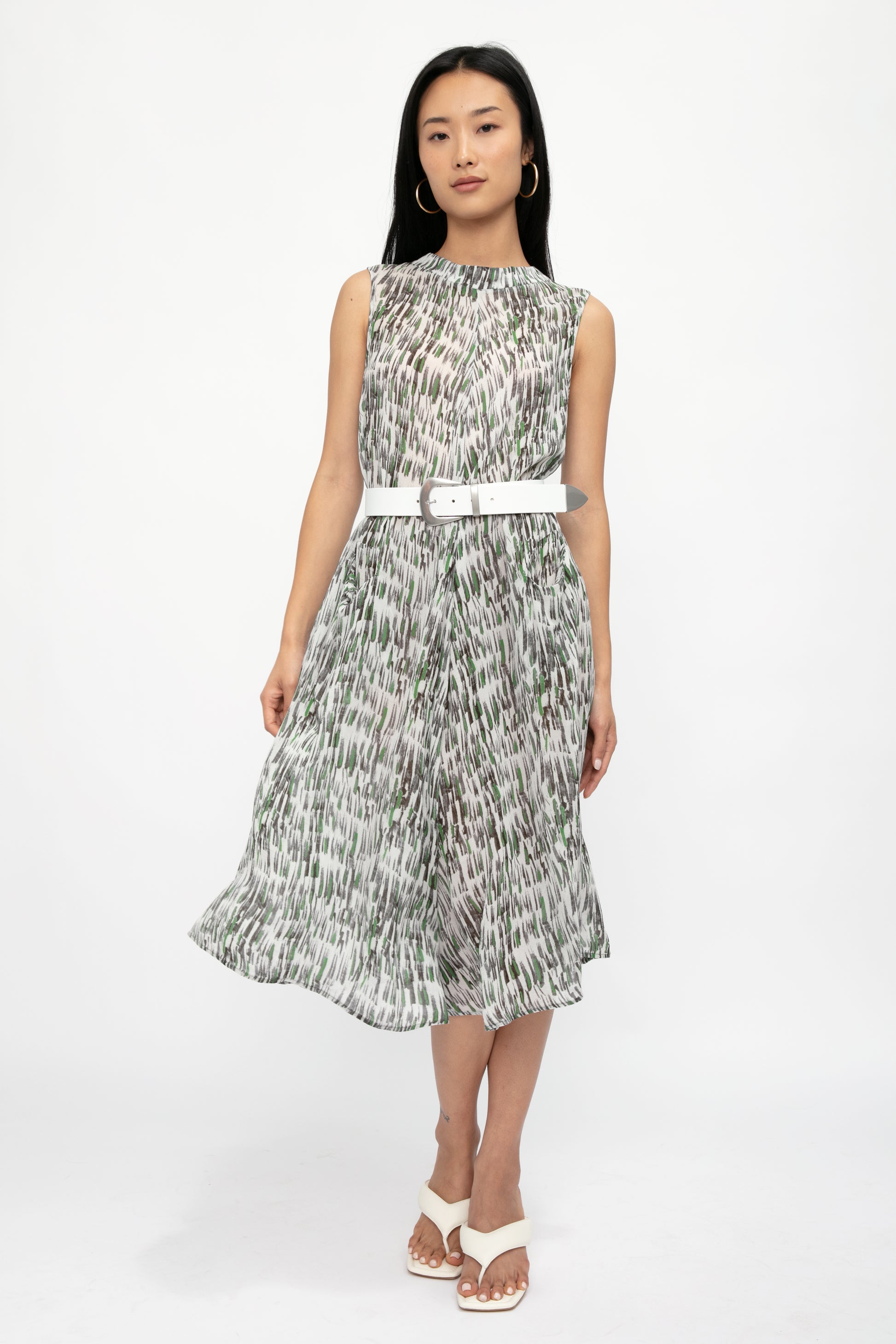 TRANSIT Sleeveless Swing Dress in Grey Multi