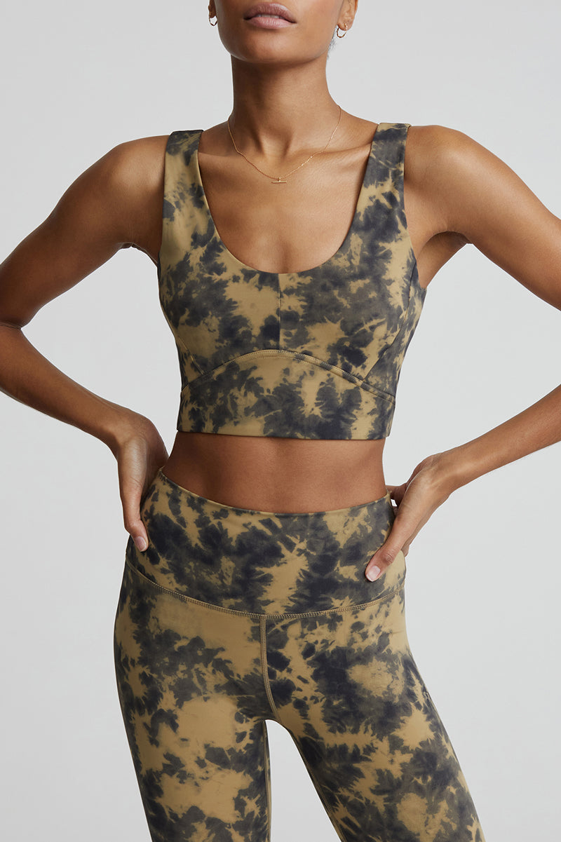 VARLEY Let's Go Elsie Bra in Flaxen Tie Dye