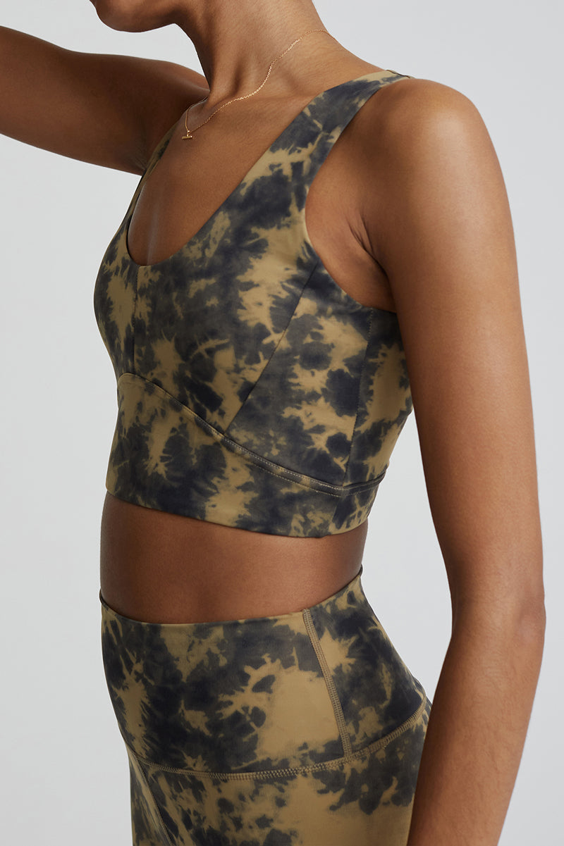 VARLEY Let's Go Elsie Bra in Flaxen Tie Dye