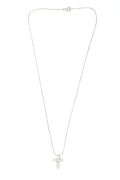 VELINA 925 Silver Diamond Cut Chain Necklace with Crystal Cross Pendant
