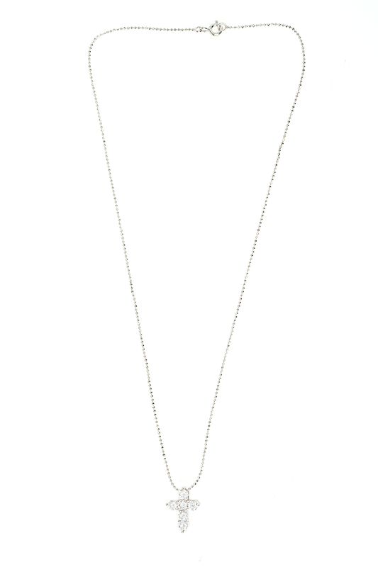 VELINA 925 Silver Diamond Cut Chain Necklace with Crystal Cross Pendant