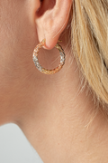 VELINA 14k Tri-Gold Diamond Cut Medium Hoops