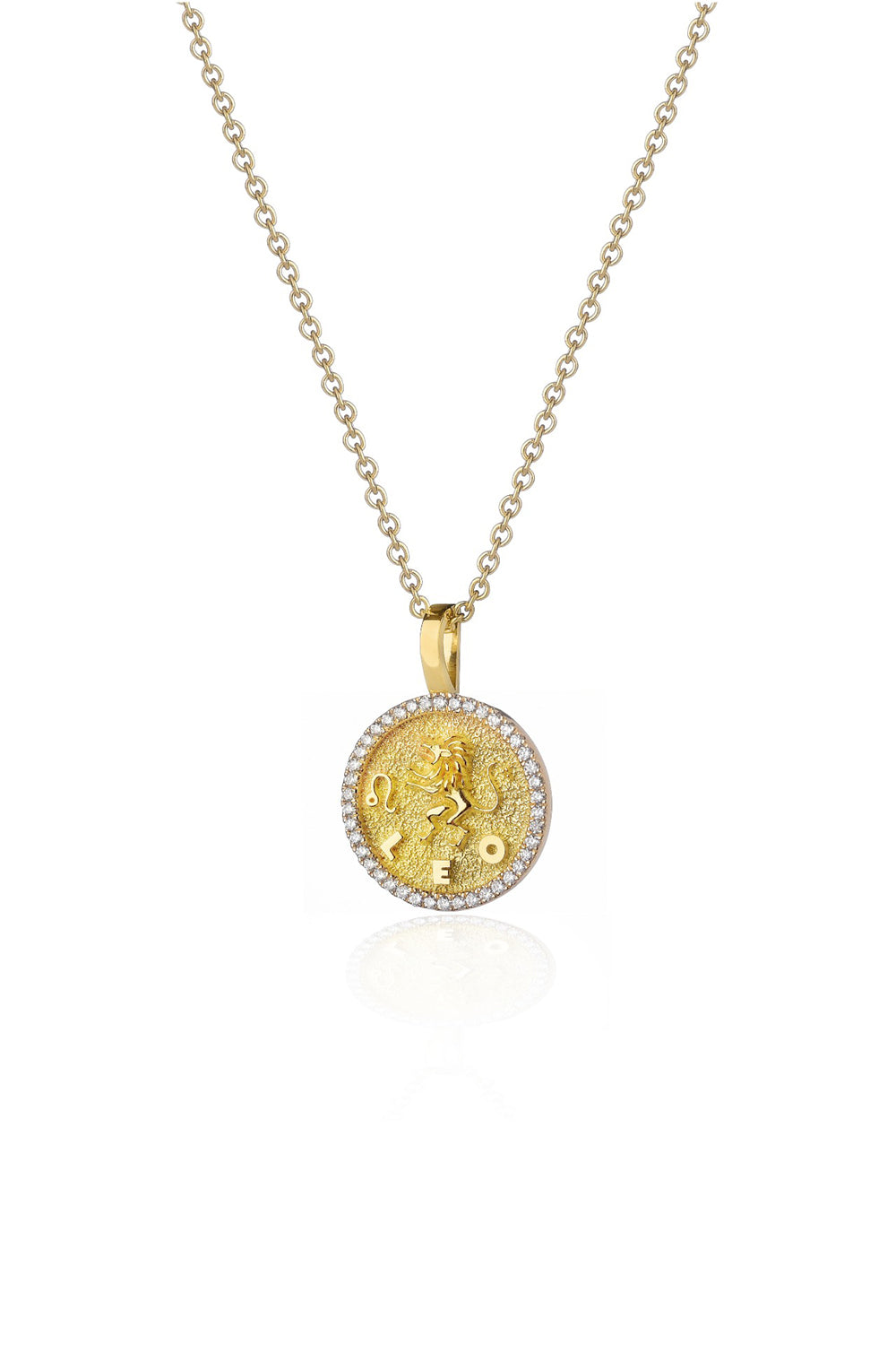 VELINA Diamond Zodiac Pendant in 18k Yellow Gold Leo