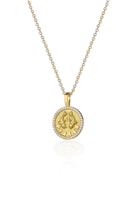 VELINA Diamond Zodiac Pendant in 18k Yellow Gold Pisces