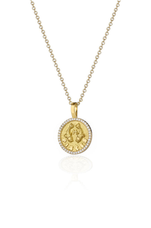 VELINA Diamond Zodiac Pendant in 18k Yellow Gold Pisces