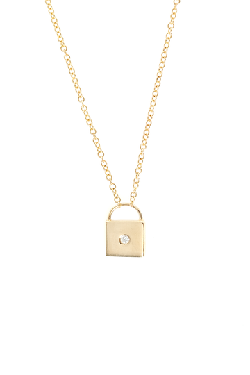 VELINA Yellow Gold Lock Pendant Necklace