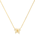 VELINA 925 Yellow Gold Filled CZ Crystal Pavé Butterfly Necklace