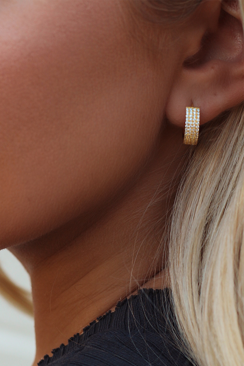 925 Gold Pavé Huggie Hoops