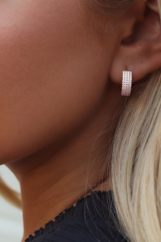 VELINA 925 Rose Gold Pavé Huggie Hoops