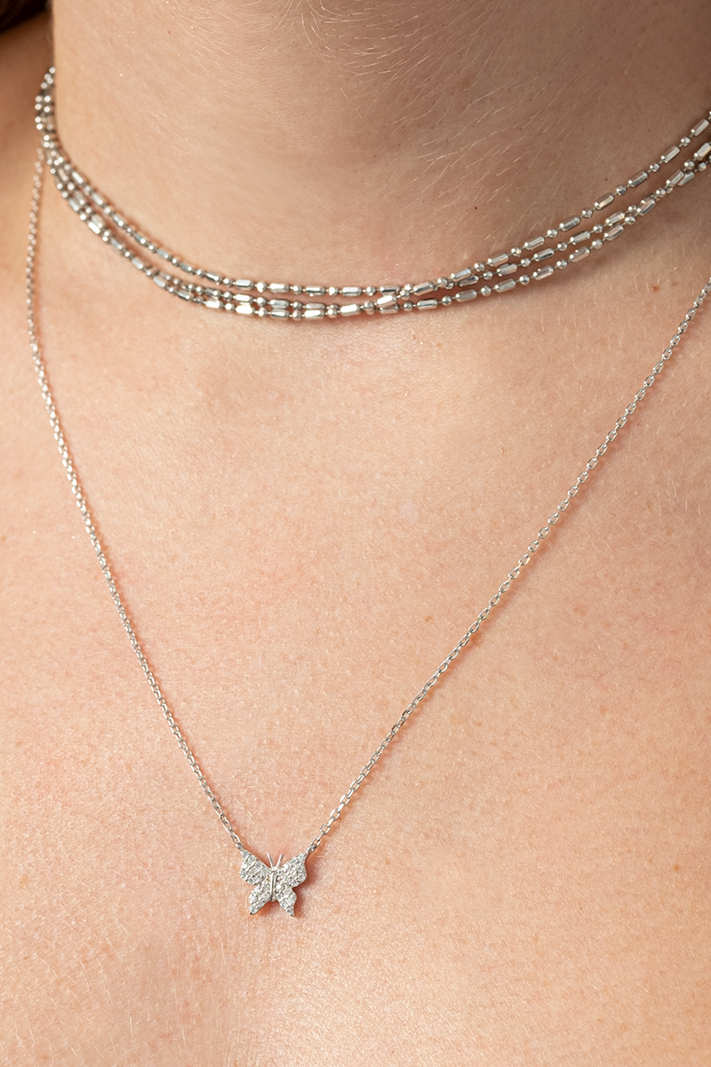 Triple beaded chain online necklace