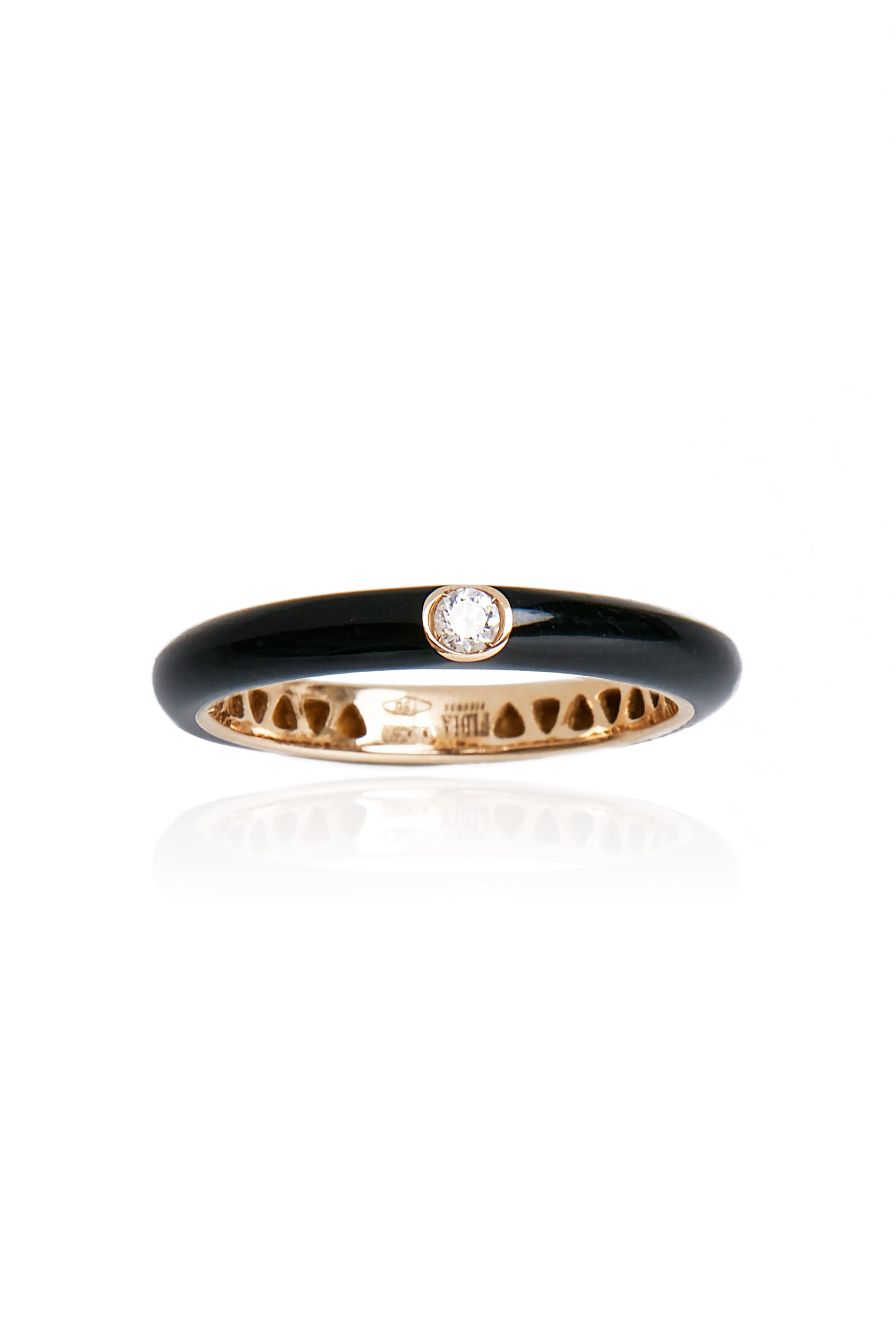 VELINA Enamel Diamond Studded Ring in Black