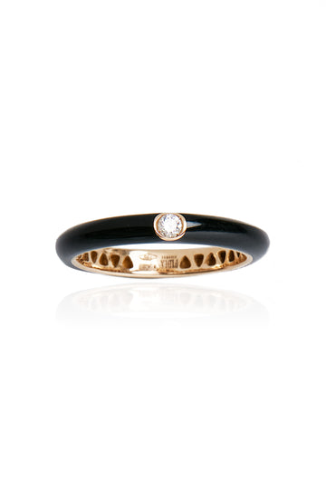 VELINA Enamel Diamond Studded Ring in Black
