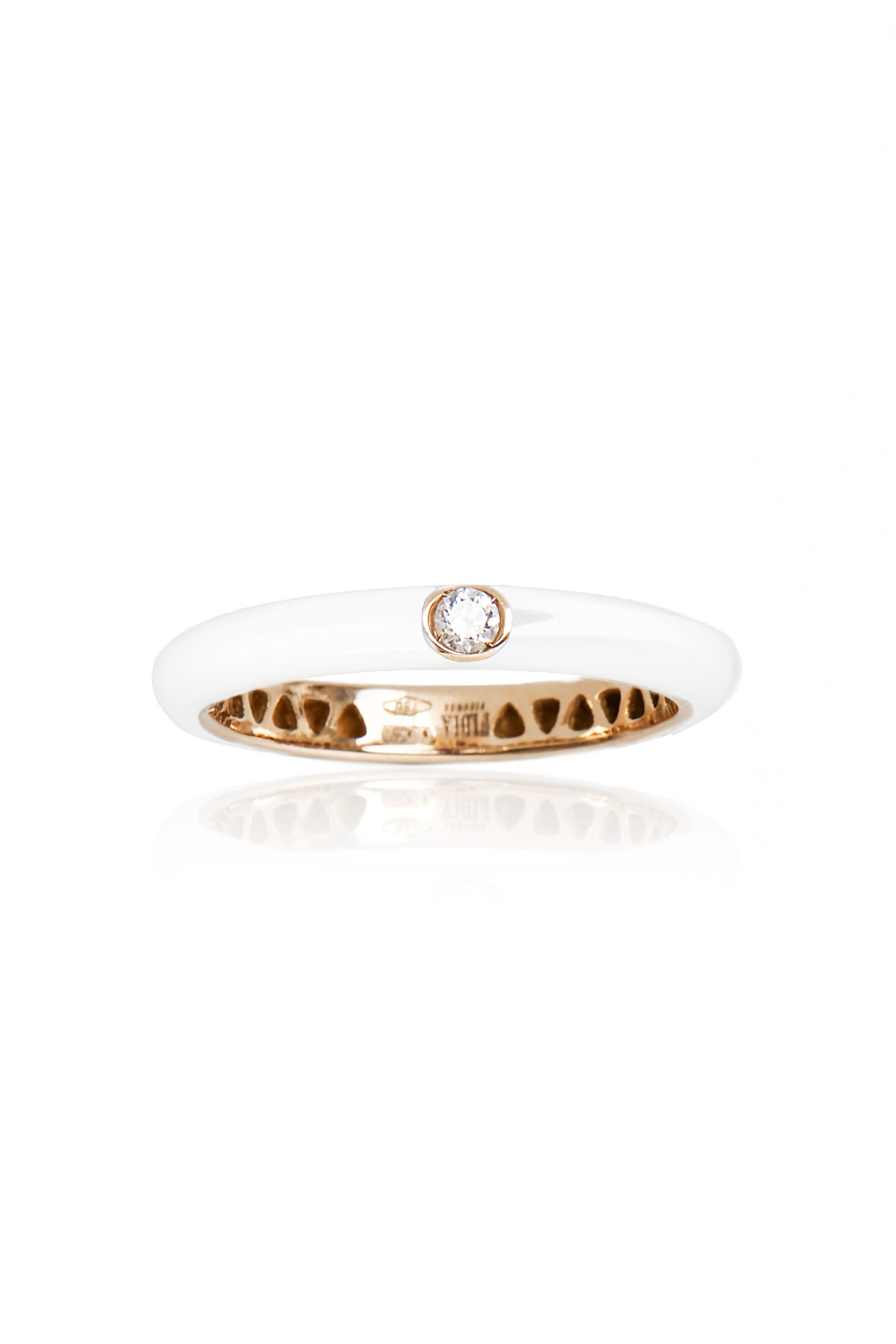 VELINA Enamel Diamond Studded Ring in White
