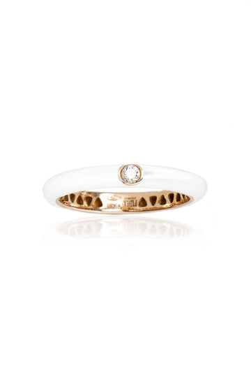 VELINA Enamel Diamond Studded Ring in White