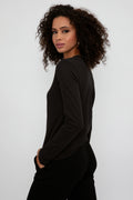 ATM Long Sleeve Crewneck T-Shirt in Black