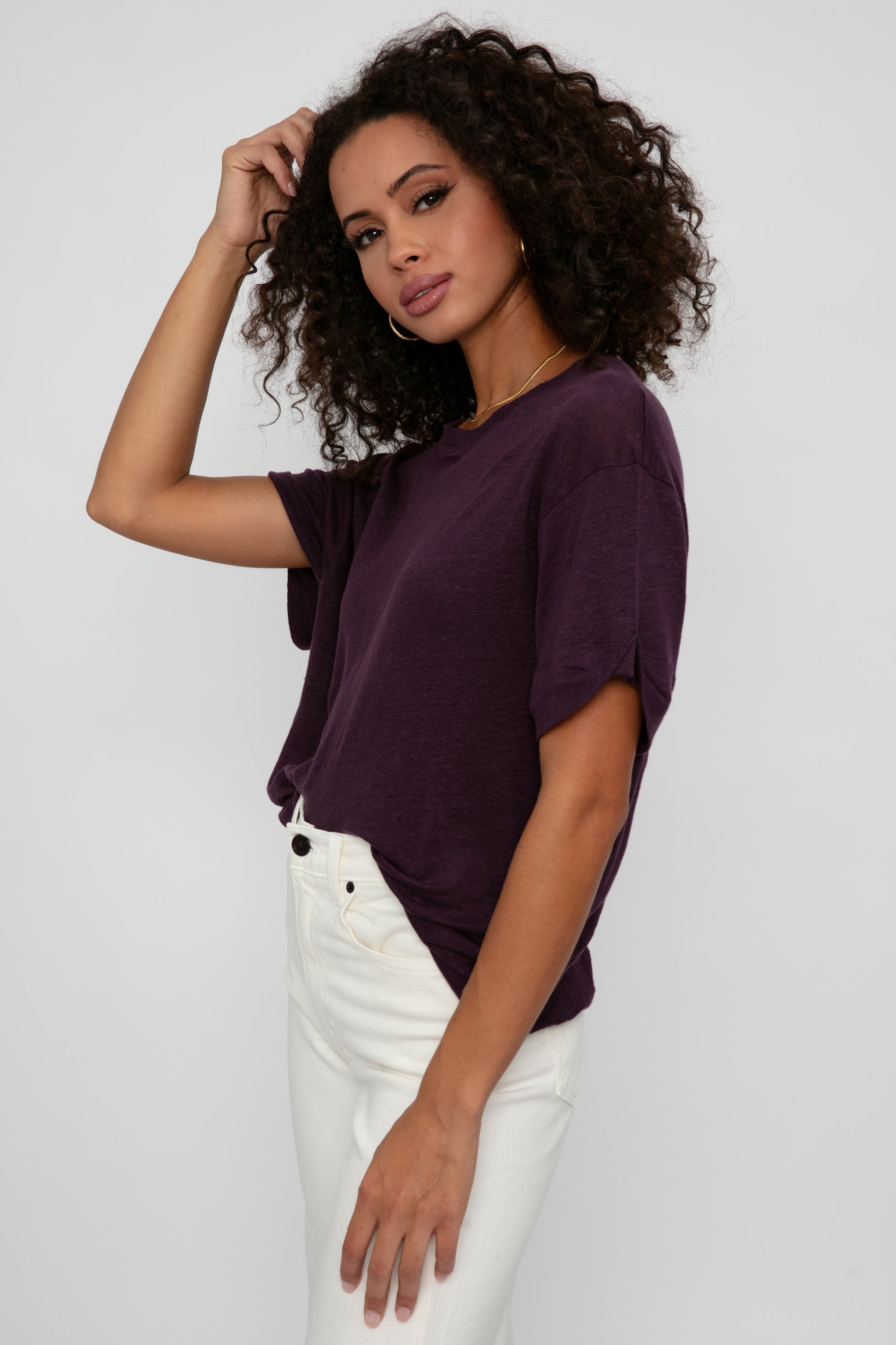 IRO Timeo Crewneck T-Shirt in Dark Purple