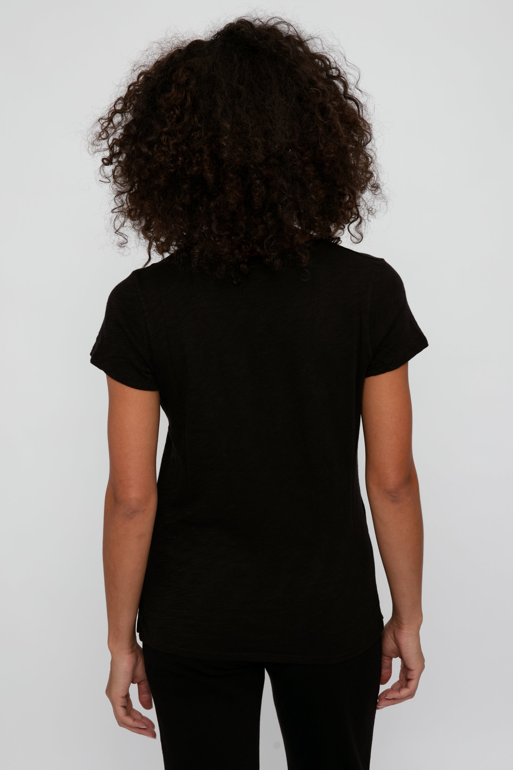 ATM Slub Jersey Schoolboy V-Neck Tee in Black