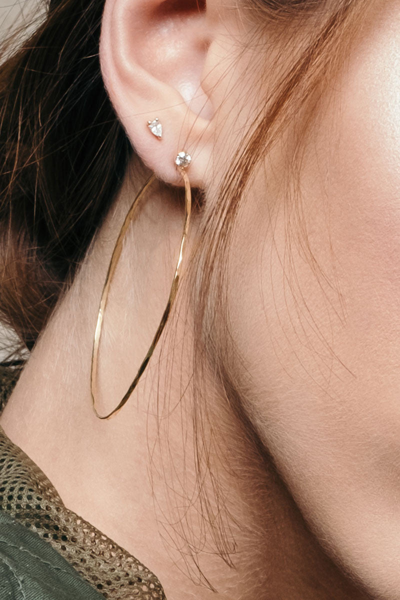 L.A. STEIN Diamond Studded Large Jessica Hoops in 18k Yellow Gold