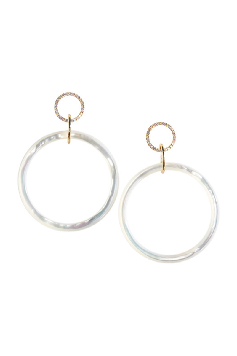 Diamond Pavé Double Mother of Pearl Hoops