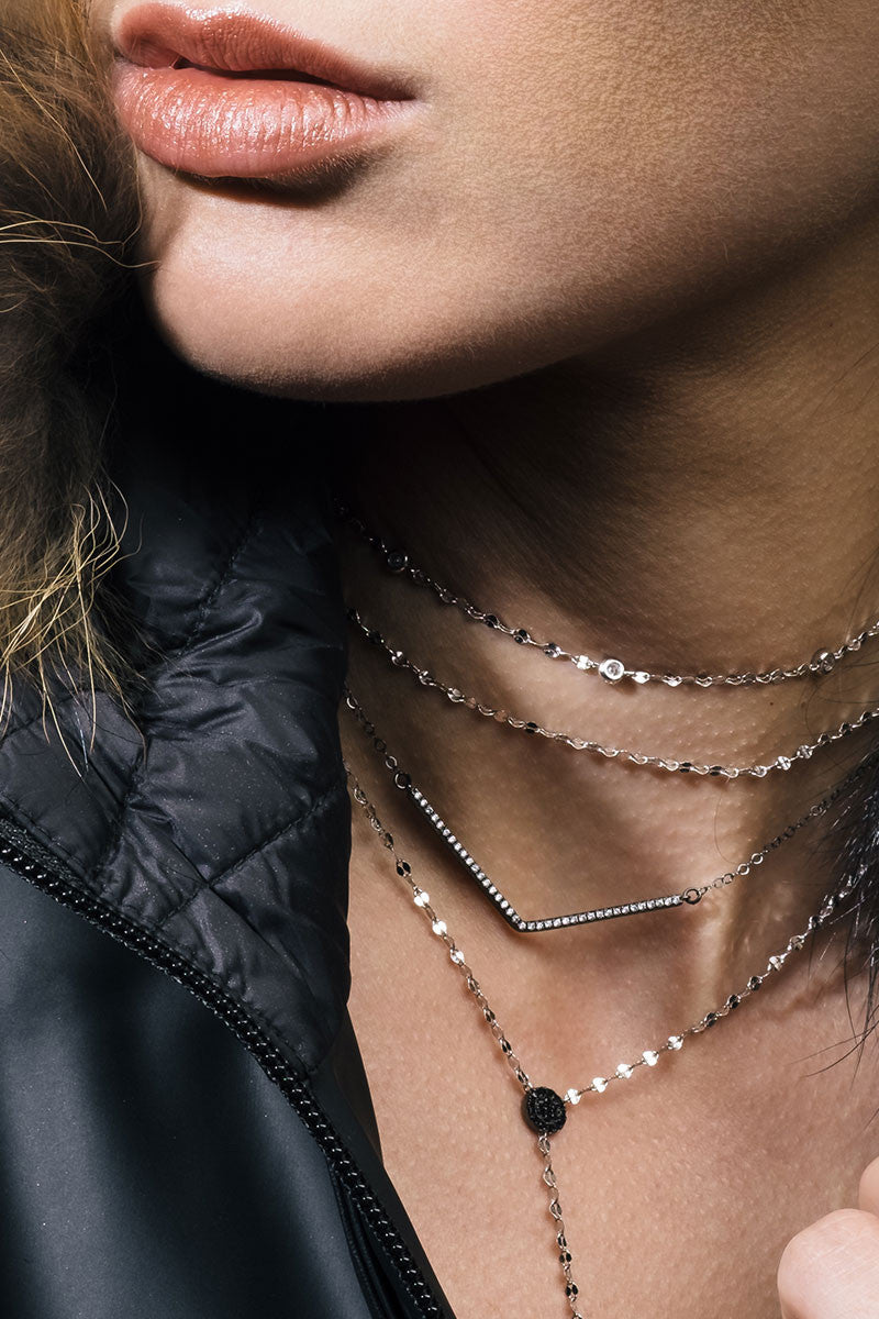 VELINA Aurora Double Chain Choker in Silver