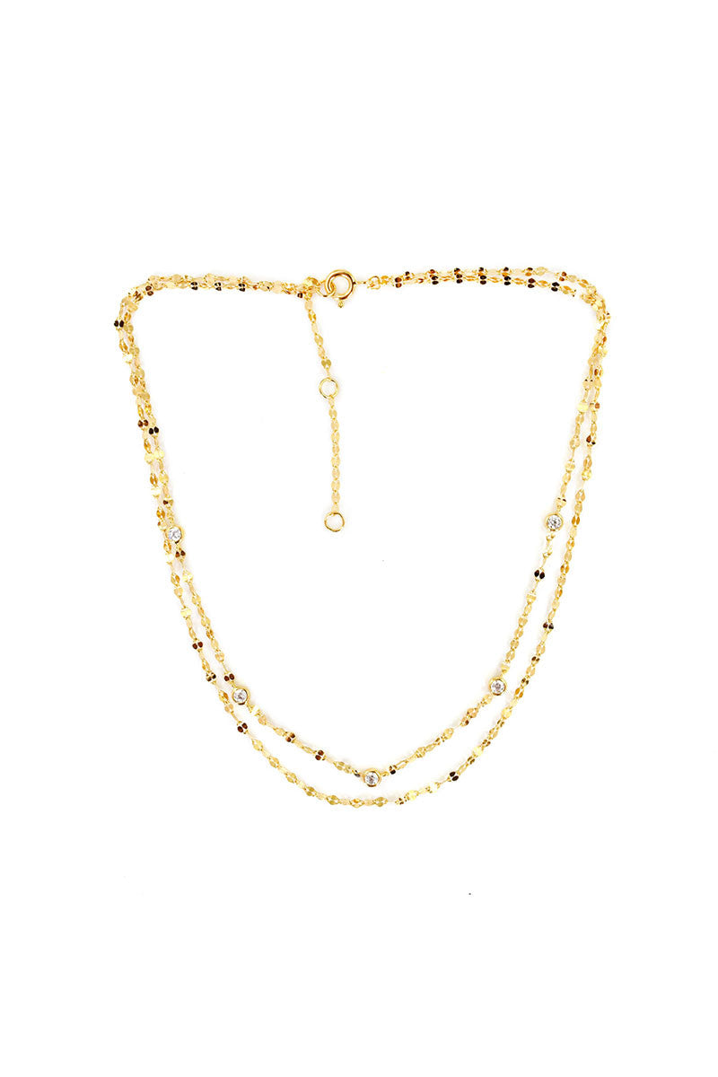 VELINA Aurora Double Chain Choker in Gold