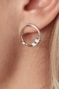 VELINA 925 Silver Floating Crystal Circle Stud Earrings