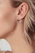 VELINA 925 Silver Floating Crystal Circle Stud Earrings