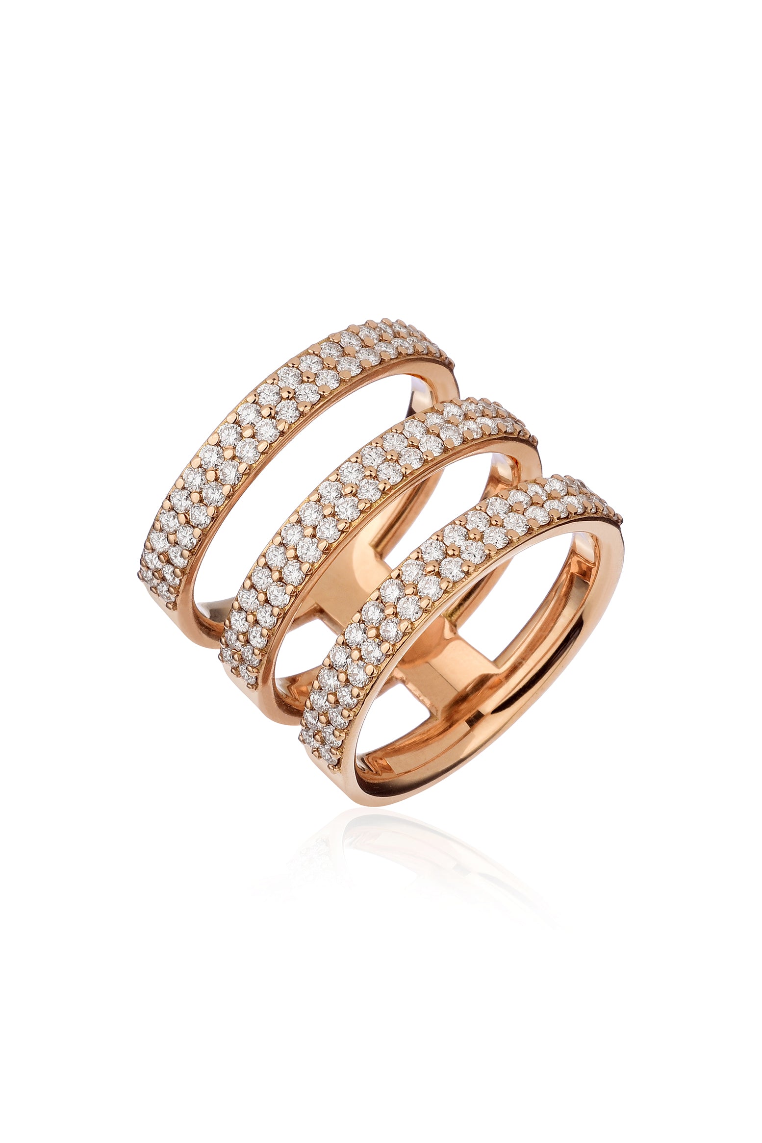 3 Fili Diamond Ring in 18k Yellow Gold