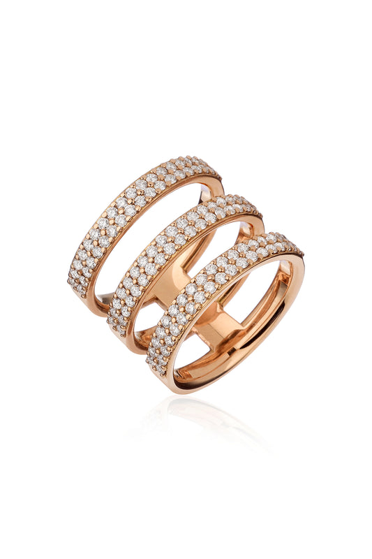 VELINA 3 Fili Diamond Ring in 18k Yellow Gold
