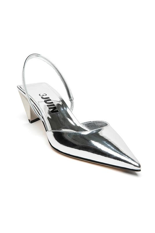 3JUIN Mariel Vegas Pointed Slingback Shoe in Vegas Silver