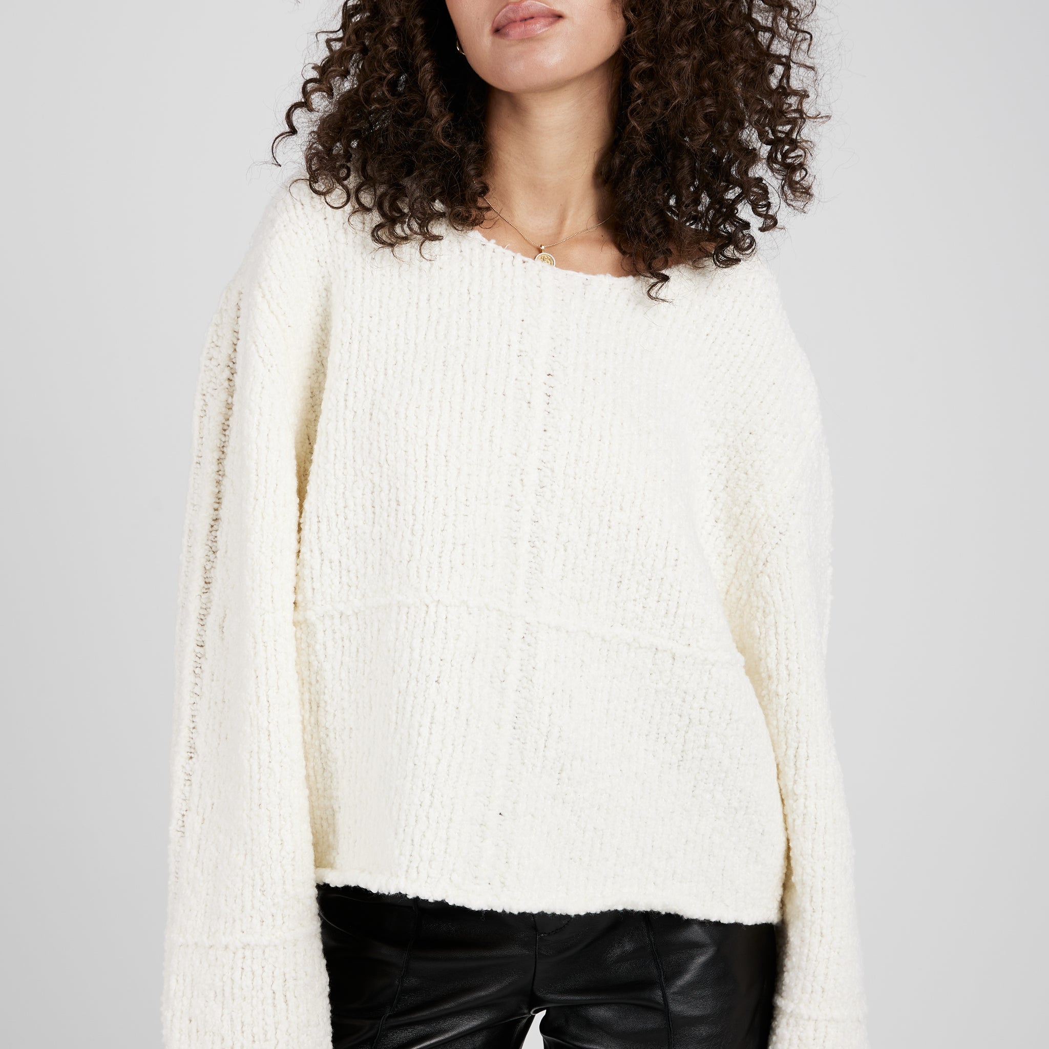 AERON Selin Oversized Bouclé Sweater in Ivory