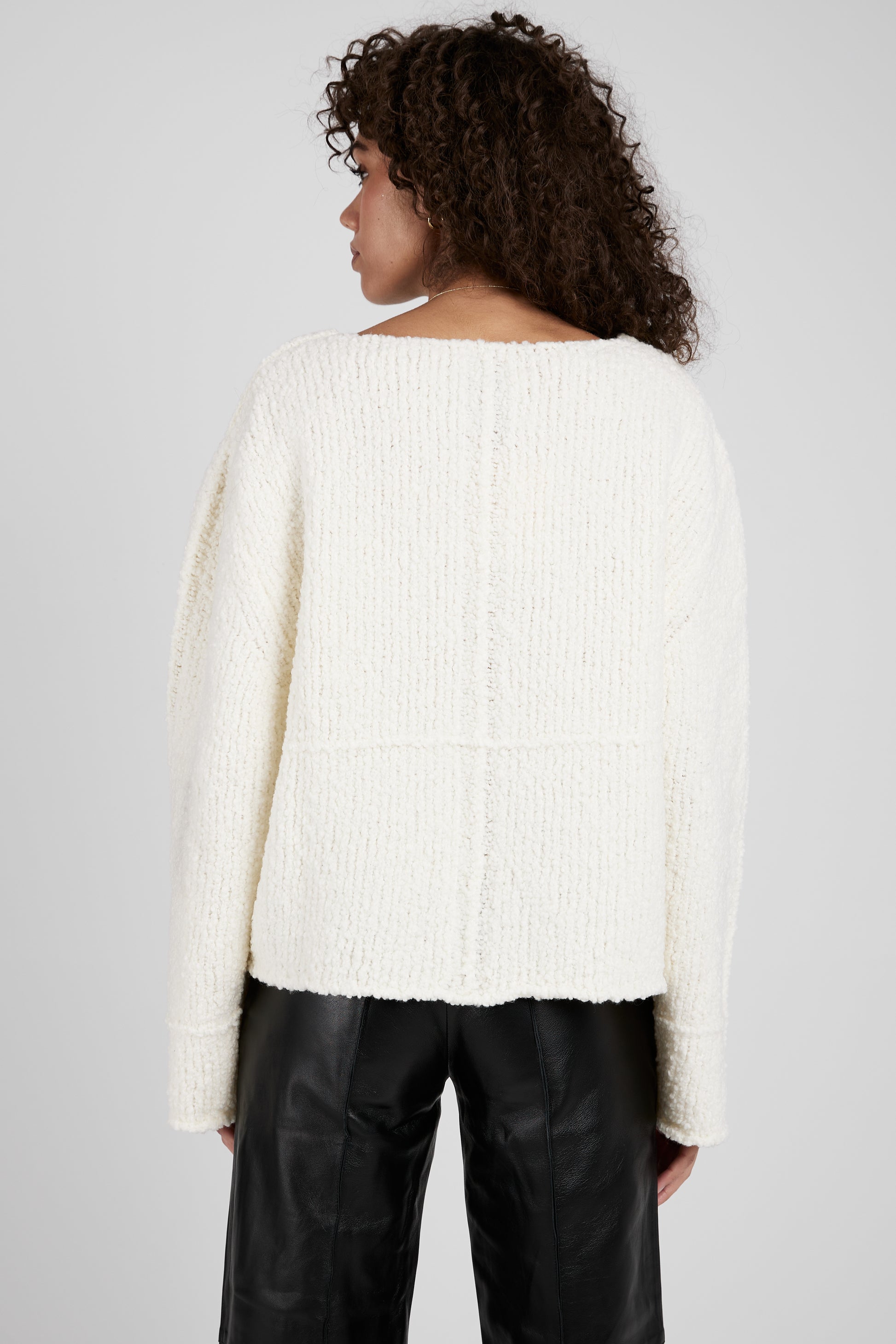 AERON Selin Oversized Bouclé Sweater in Ivory