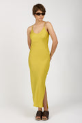 ANDREA YA'AQOV Fitted Maxi Slip Dress in Canary