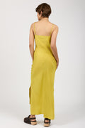 ANDREA YA'AQOV Fitted Maxi Slip Dress in Canary