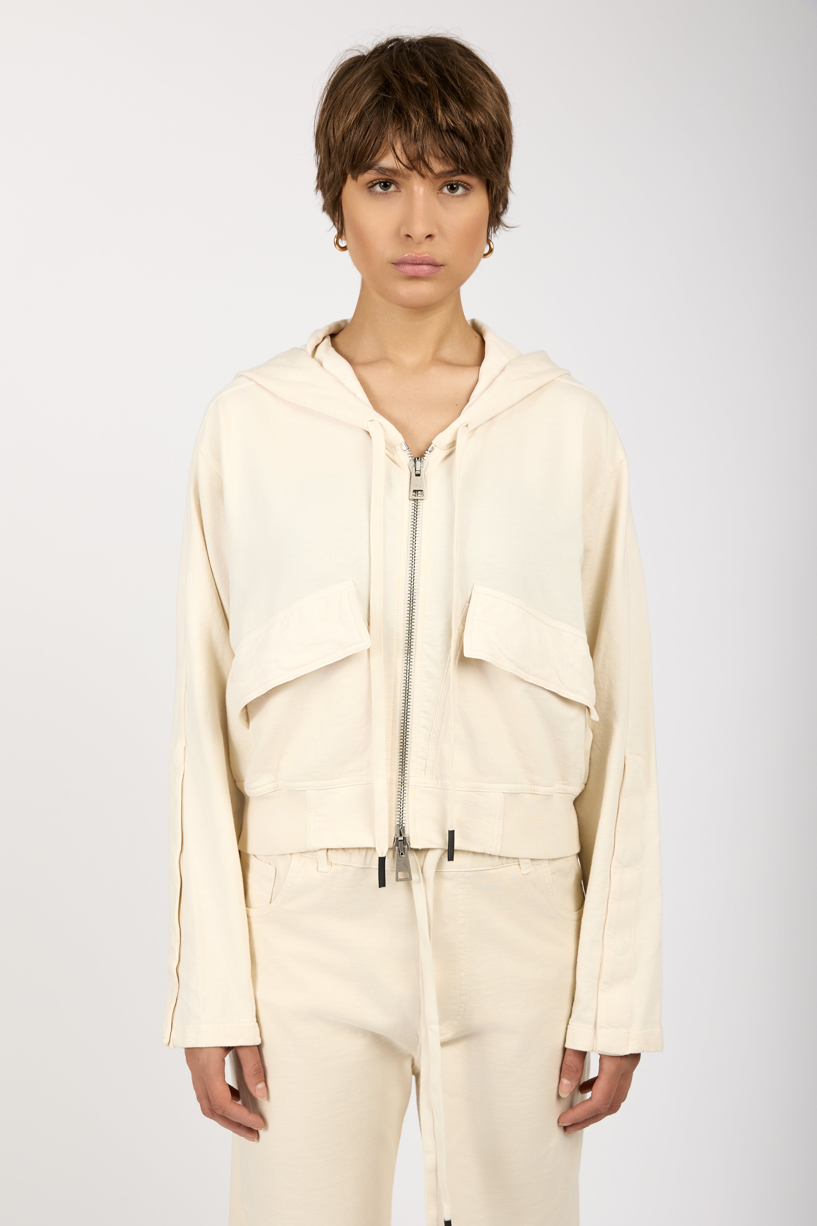 Hooded Zip-Up Jacket in Shell