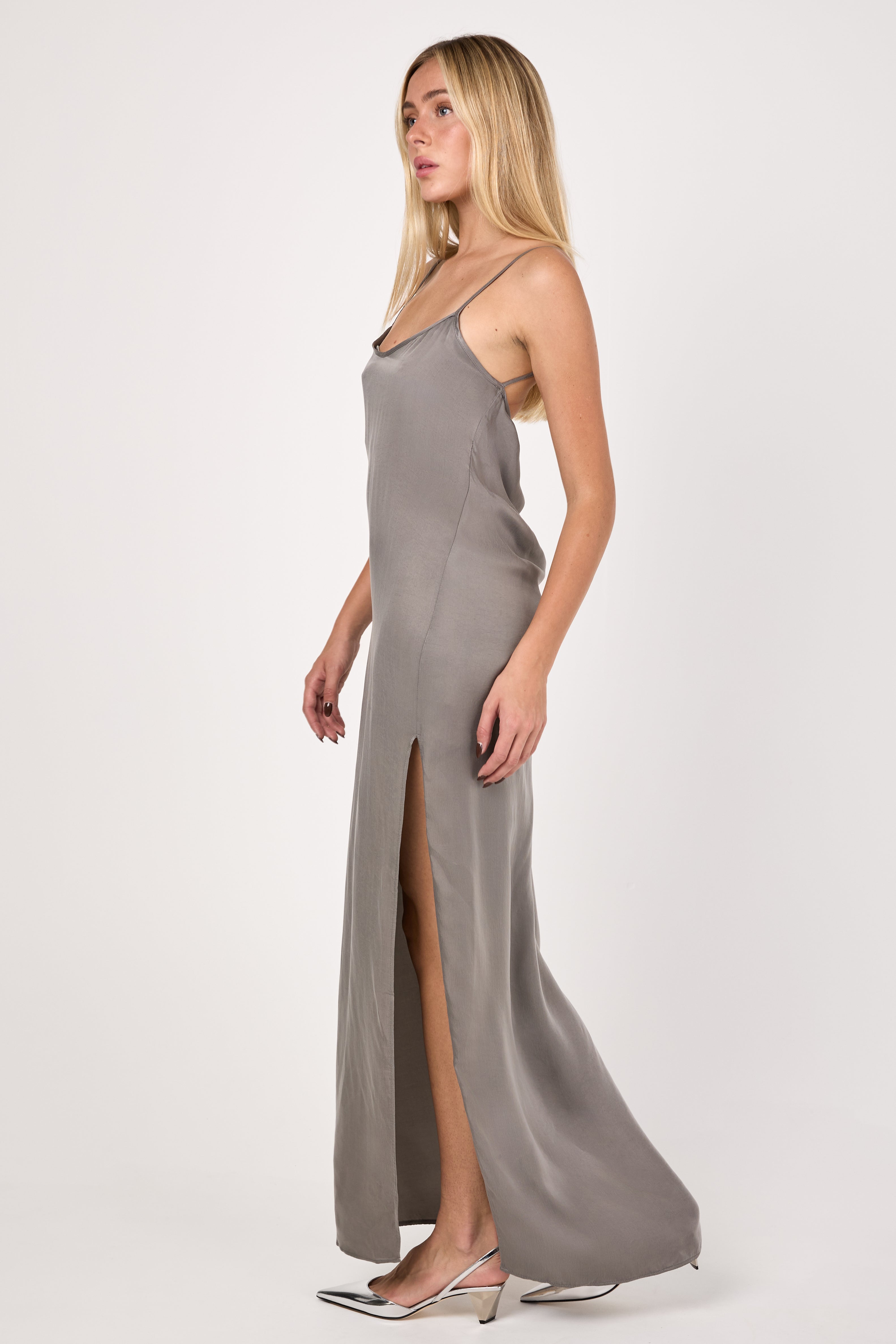 Andrea Yaaqov Long Cupro Dress | Grey | T. Boutique XS Andrea Yaaqov Long Cupro Dress | Grey | T. Boutique XS
