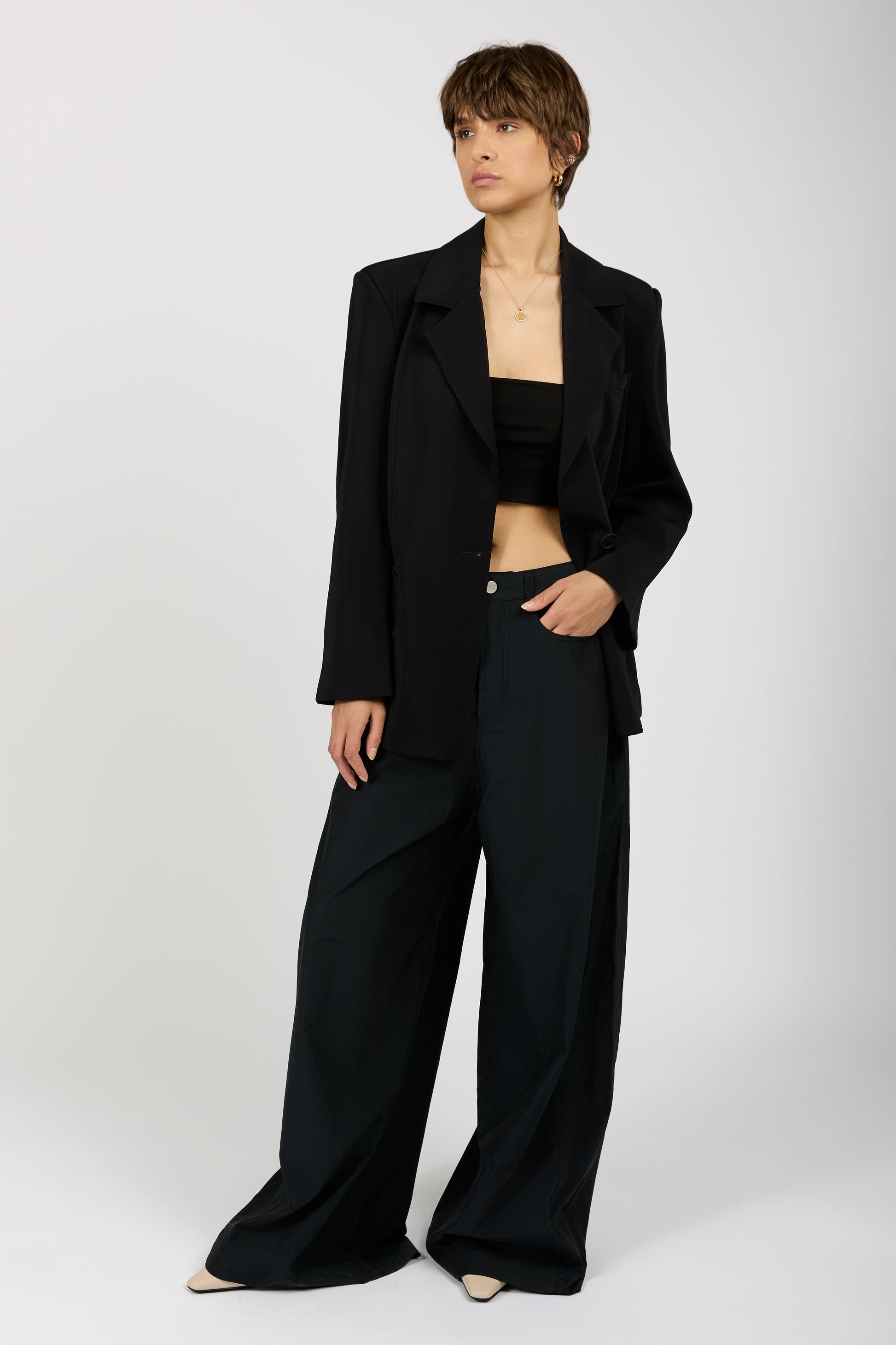 ANDREA YA'AQOV Super Wide Leg Pant in Nero