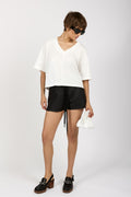 ANDREA YA'AQOV Oversized V-Neck Top in Bianco