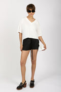 ANDREA YA'AQOV Oversized V-Neck Top in Bianco