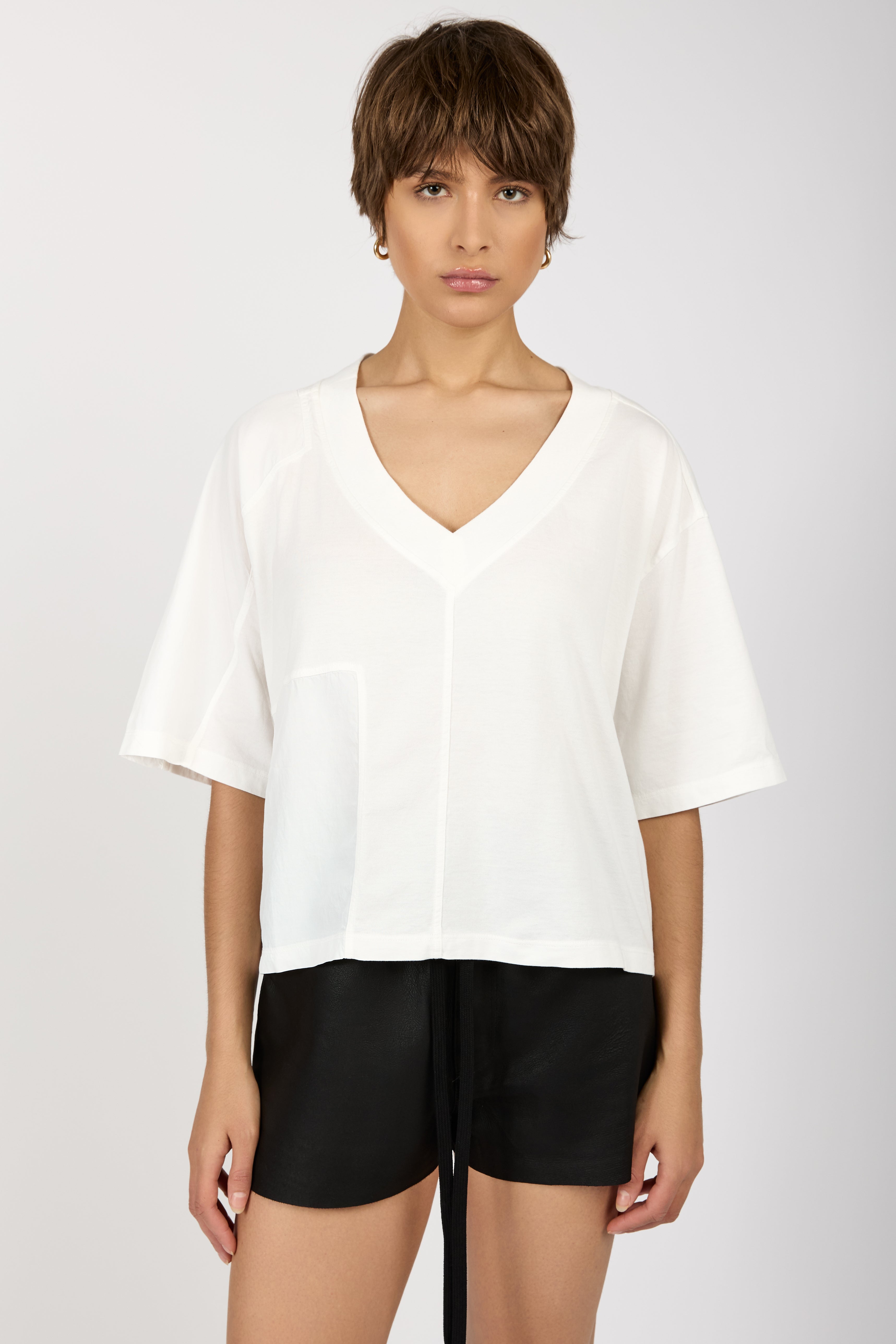 Oversized V-Neck Top in Bianco