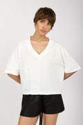 ANDREA YA'AQOV Oversized V-Neck Top in Bianco