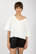 ANDREA YA'AQOV Oversized V-Neck Top in Bianco