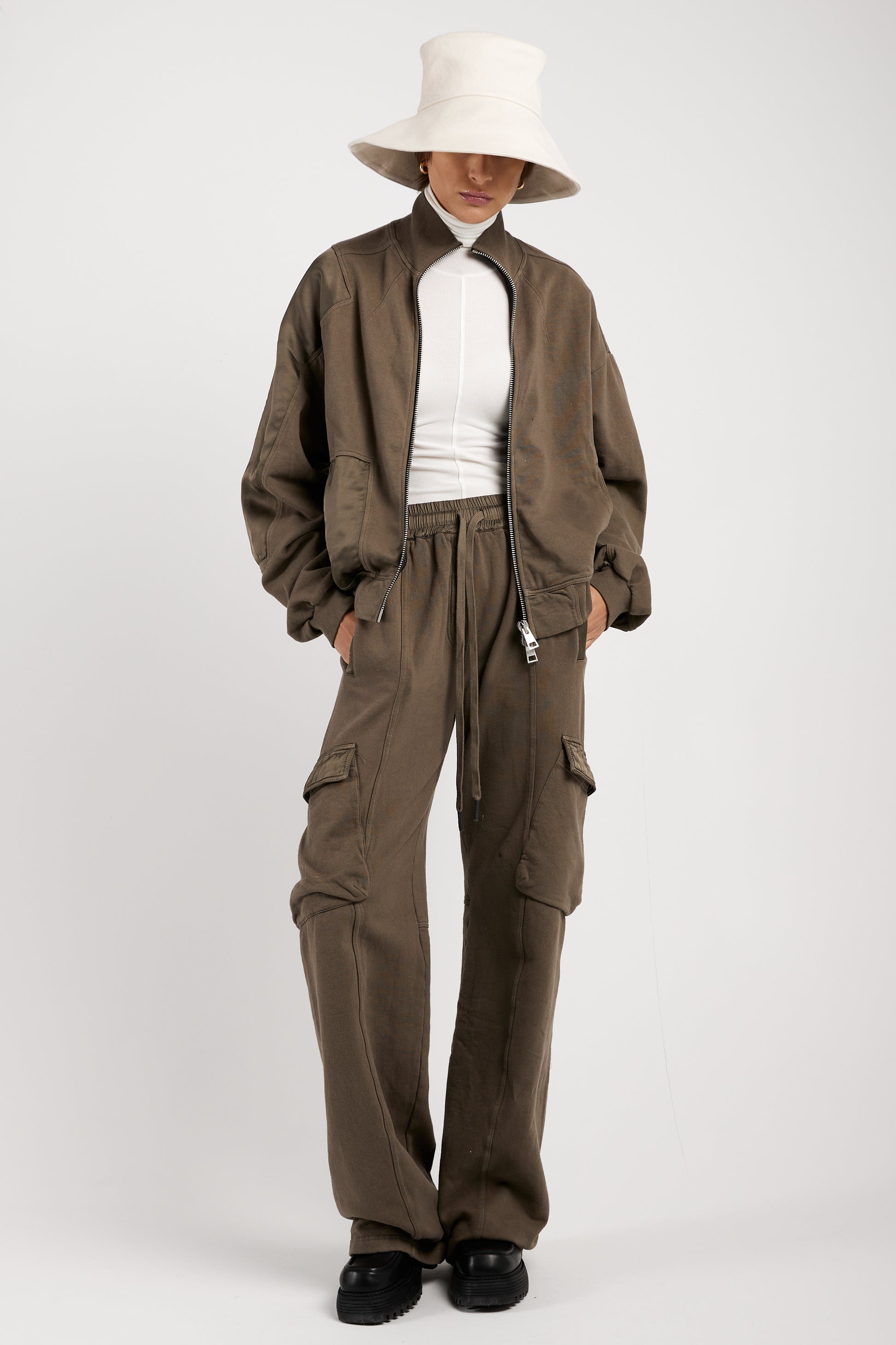 ANDREA YA'AQOV Relaxed Cargo Pant in Taupe