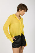 ANDREA YA'AQOV Sheer Cropped Shirt in Canary