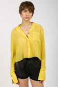 ANDREA YA'AQOV Sheer Cropped Shirt in Canary